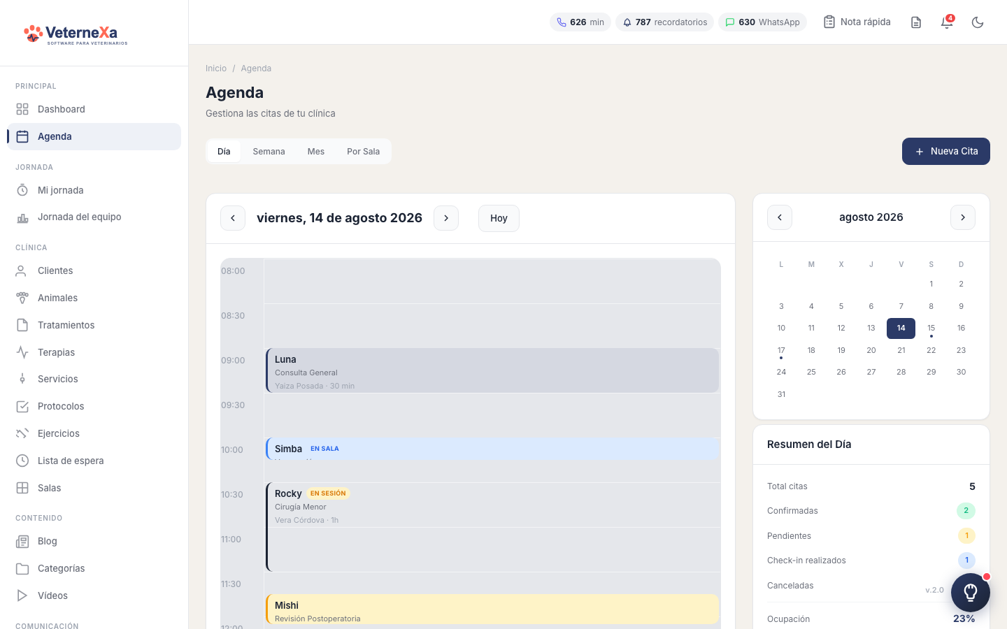 Gestión de agenda — Veternexa
