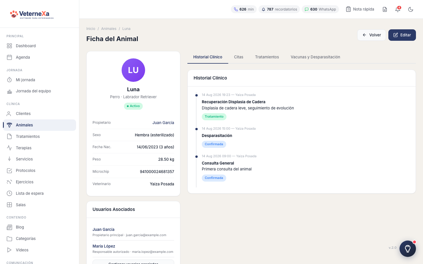 Ficha de un animal — Veternexa